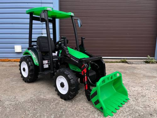 Laste Elektri Traktor 24V Käruga Roheline
